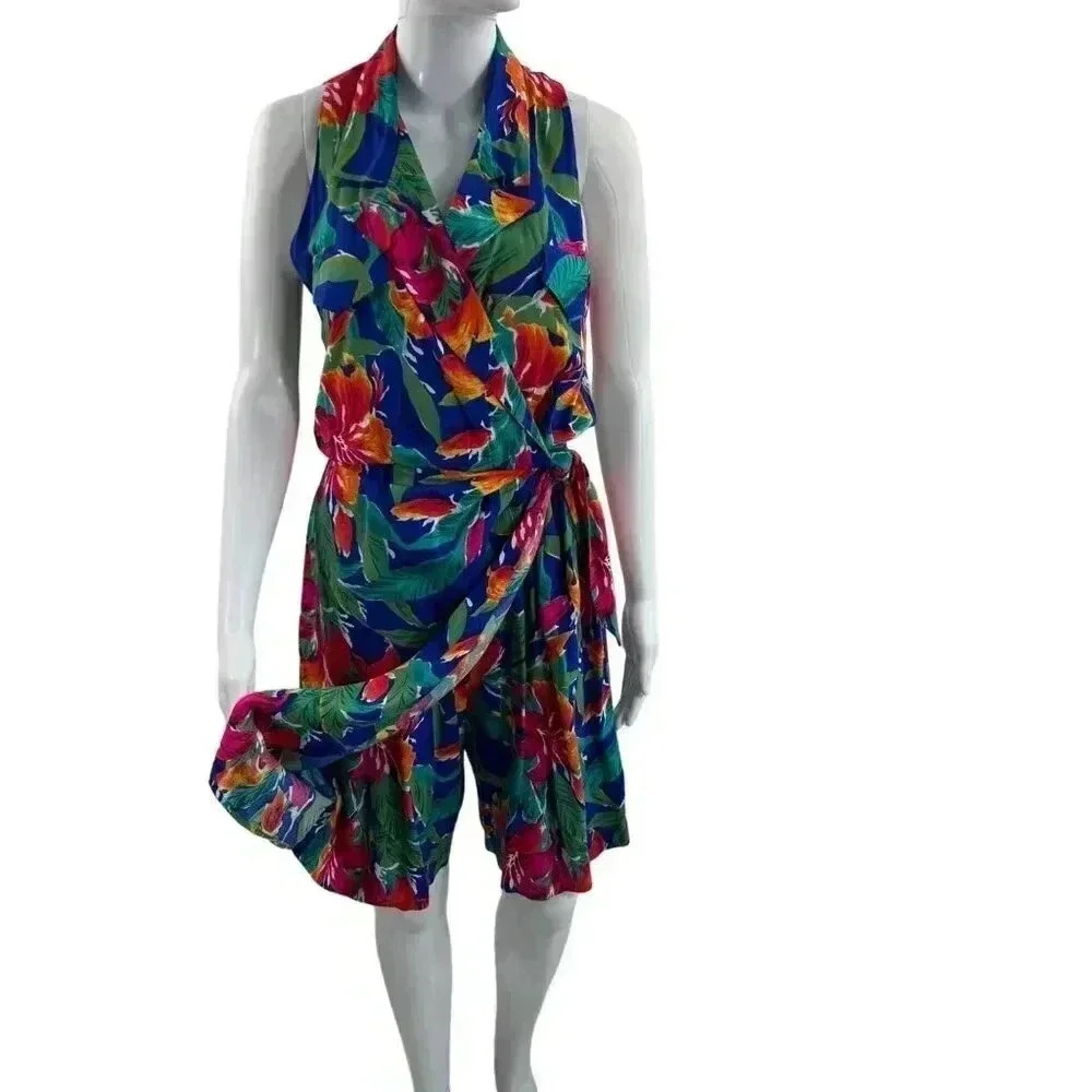 Y2K M H M Melissa Harper M Skort Romper 80sTropical Print Vintage Hawaii Beach